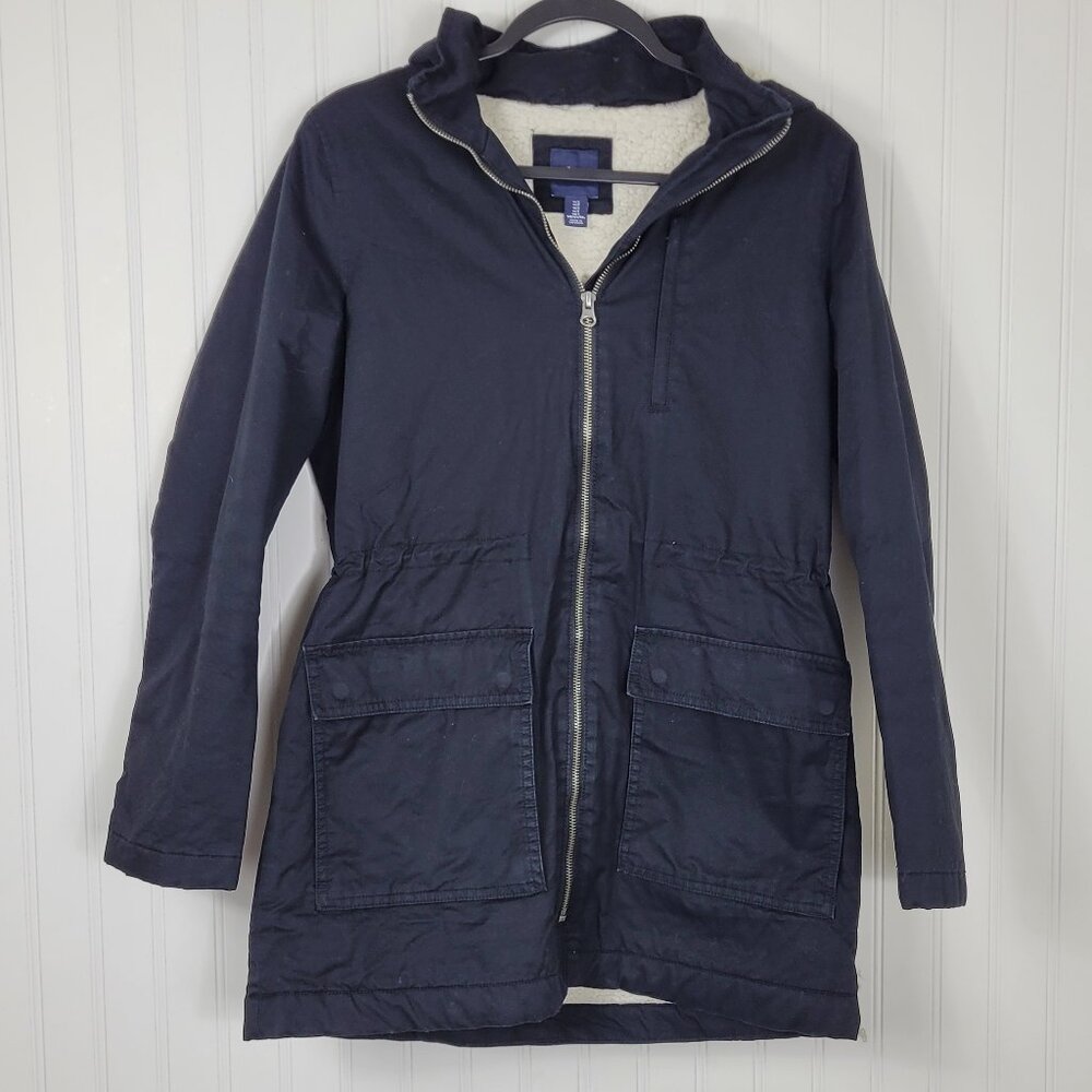 GAP Women's Fleece lined  Utility Jacket, Built in Fleece lined Hood SZ Small